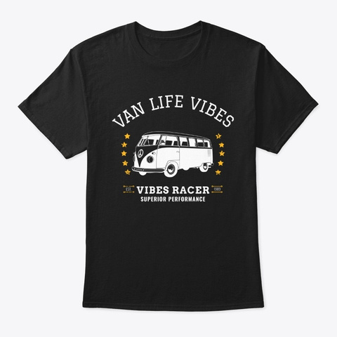 Van Life Classic T Shirt Essential Vibes Black T-Shirt Front