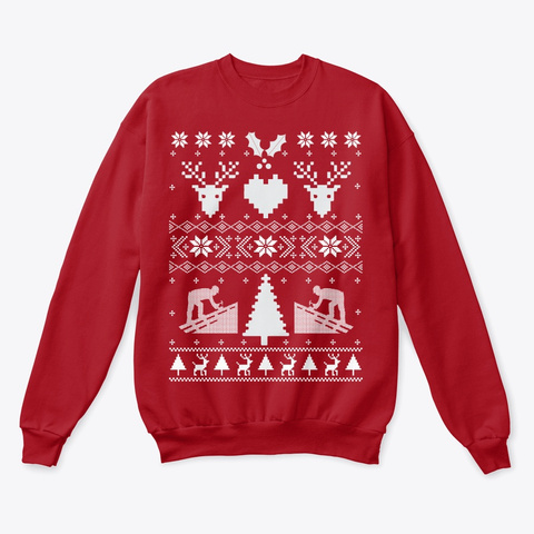 Roofer Ugly Christmas Sweater Deep Red  T-Shirt Front