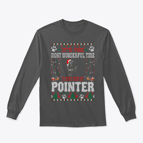 Wonderful Time Pointer Christmas Ugly Charcoal T-Shirt Front