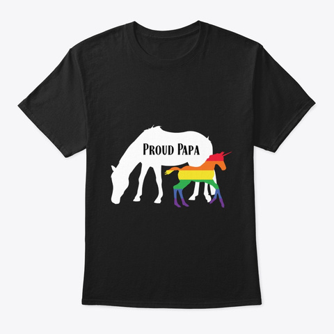 Proud Papa   Gay Pride Black T-Shirt Front