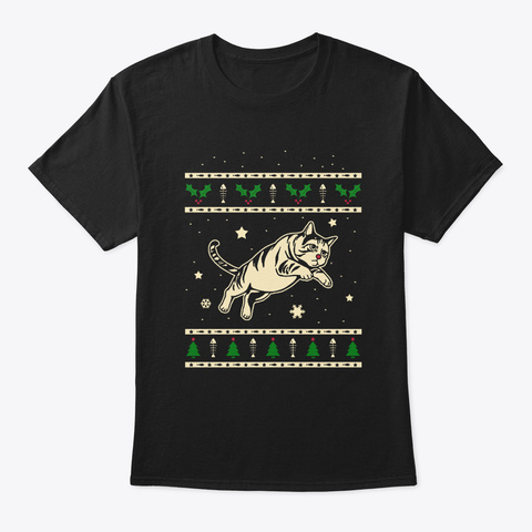 Christmas Domestic Shorthair Gift Black T-Shirt Front
