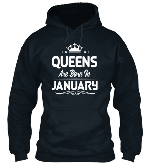 Queen Are Born In January French Navy T-Shirt Front