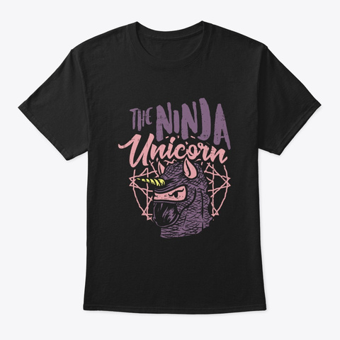 Ninja Unicorn | Martial Arts Horse Black T-Shirt Front