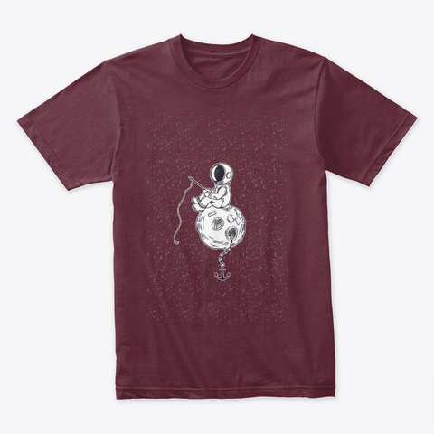 Space Fishing Maroon T-Shirt Front