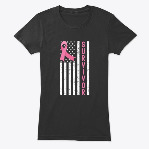 Breast Cancer Survivor Awareness Fight P Vintage Black T-Shirt Front