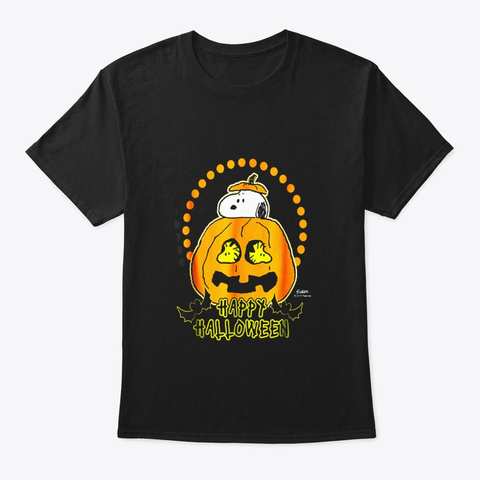 Peanuts Happy Halloween Pumpkin Black T-Shirt Front