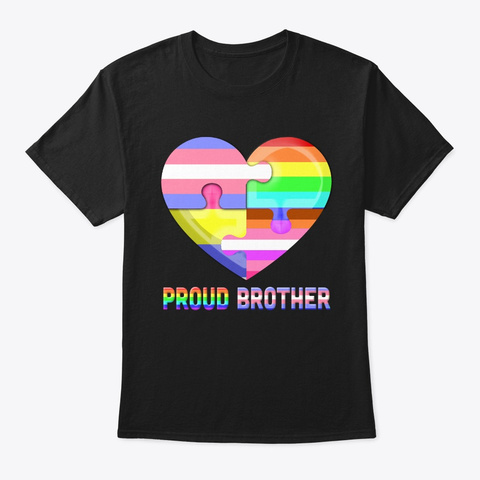 Vintage Proud Brother For Lgbt Gift Tee Black T-Shirt Front