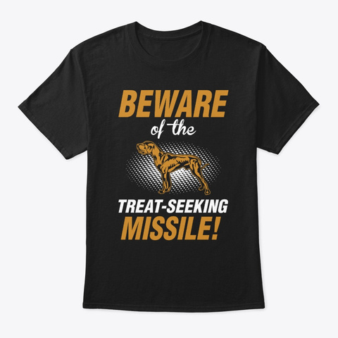 Treat Seeking Missile Great Dane Black T-Shirt Front