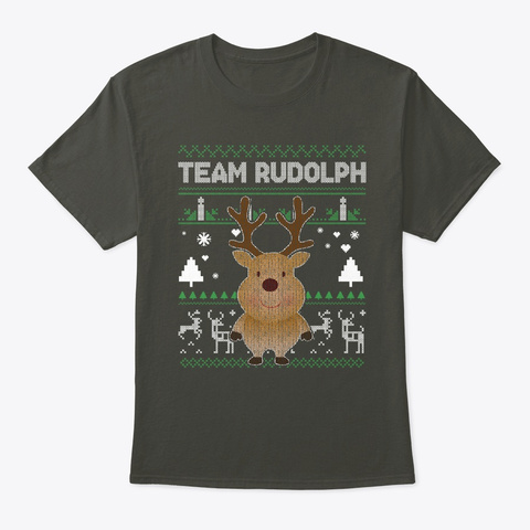 Rudolph Santa's Reindeer Smoke Gray T-Shirt Front