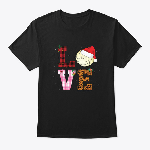 Volleyball  Xmas Black T-Shirt Front
