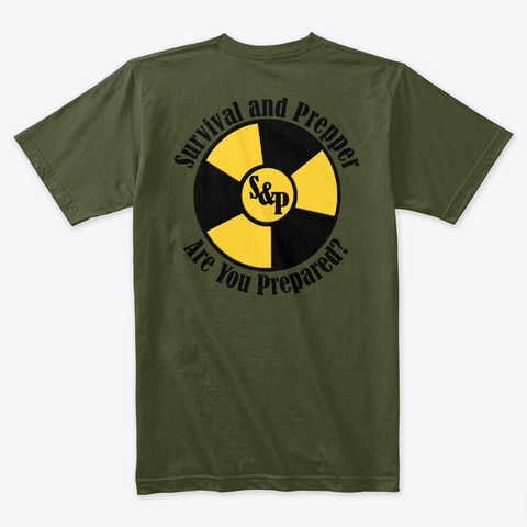 Survival And Prepper Logo Military Green T-Shirt Back