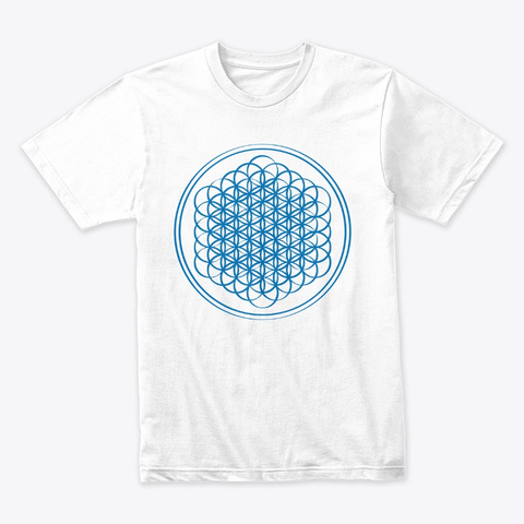 Flower Of Life Series   Blue White T-Shirt Front