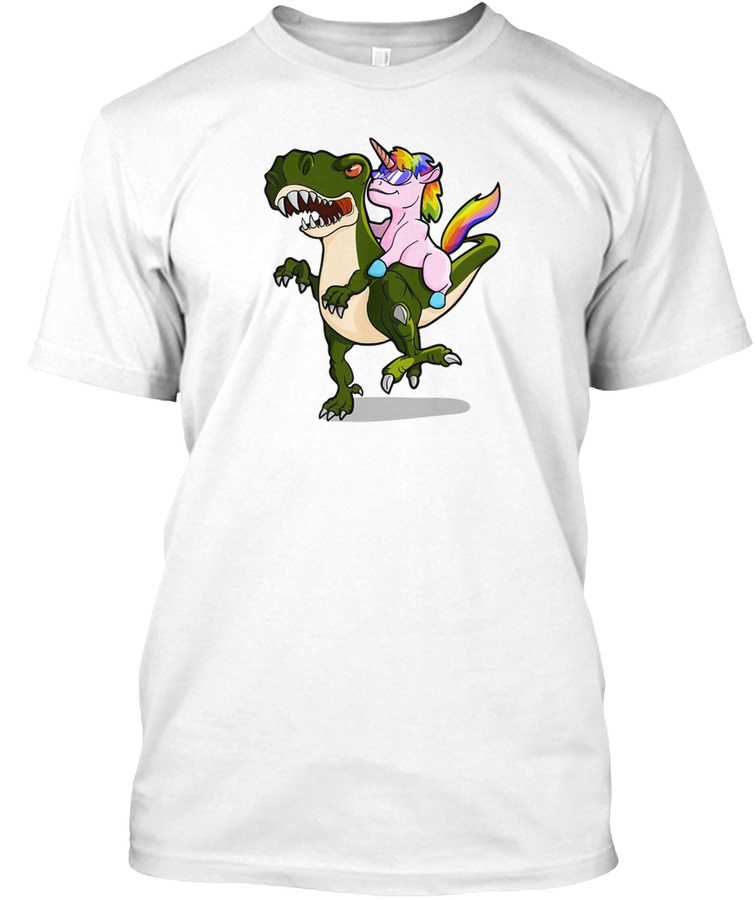 Unicorn Riding Dinosaur T-Shirt Unisex Tshirt