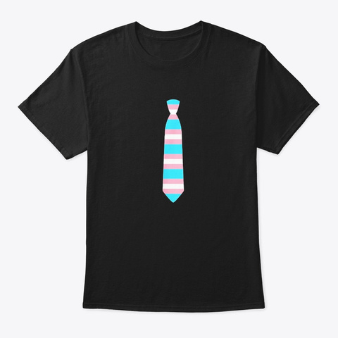 Transgender Pride Shirt Tie With Black T-Shirt Front