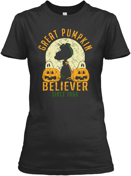 Great Pumpkin Believer Since 1966 Black T-Shirt Front