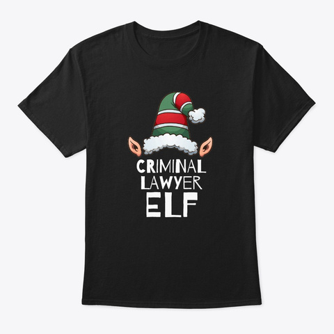 Criminal Elf Christmas Holidays Xmas Black T-Shirt Front