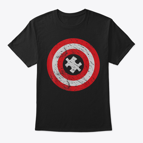 Captain Autism Tshirt Autism Awareness S Black T-Shirt Front