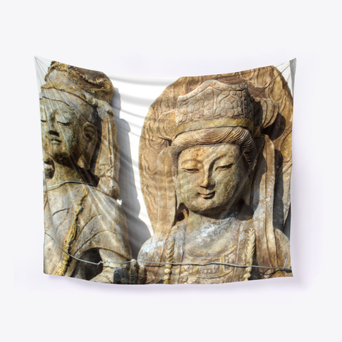 Asian Buddha Boho Wall Hanging Tapestry White T-Shirt Front