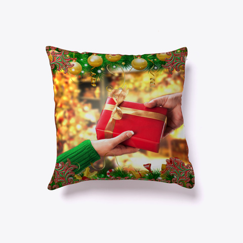 A Christmas Gift   Holiday Throw Pillow Dark Red Camiseta Front