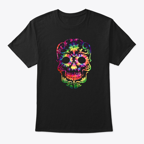 Style Die Sugar Skull T Shirt Art Black T-Shirt Front