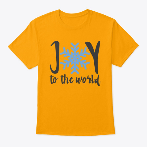 Joy To The World Snowflake Christmas Gold Maglietta Front