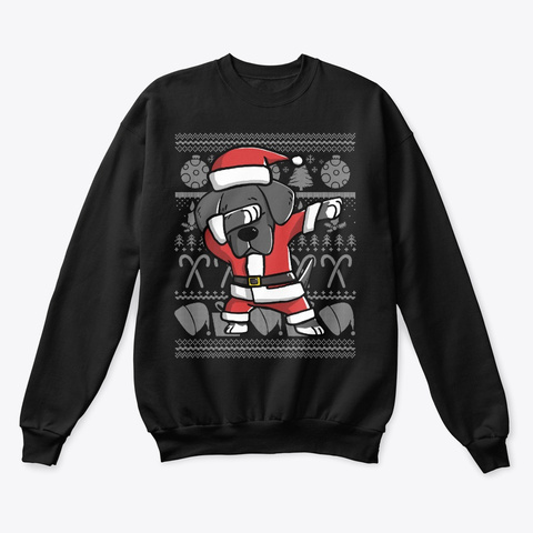 Dabbing Great Dane Ugly Christmas Black T-Shirt Front
