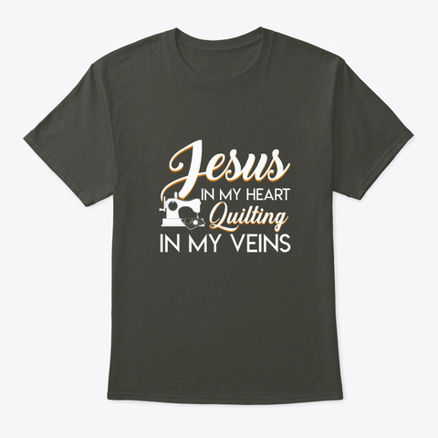 Jesus Heart Quilting Veins Quilting Shir Smoke Gray T-Shirt Front