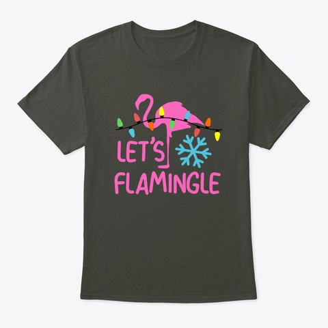 Let's Flamingle   Cute Flamingo Smoke Gray T-Shirt Front