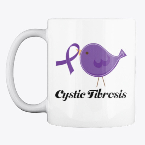 Cystic Fibrosis Awareness Ribbon Bird White T-Shirt Front