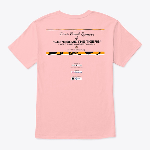 Lets Save The Tigers Tiger Paint Splash Pale Pink T-Shirt Back