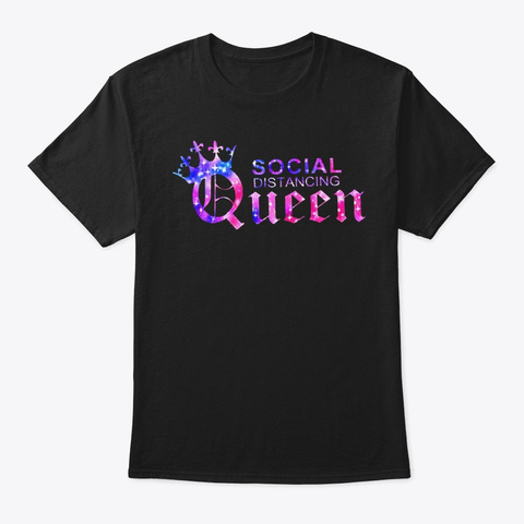 Quarantine Social Distancing King Queen Black T-Shirt Front