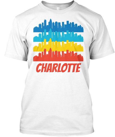 Retro Charlotte Nc Skyline Pop Art White T-Shirt Front