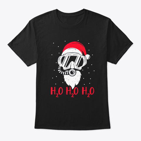 Diving Santa H2 O H2 O H2 O Black T-Shirt Front