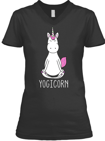 Yogicorn Black T-Shirt Front
