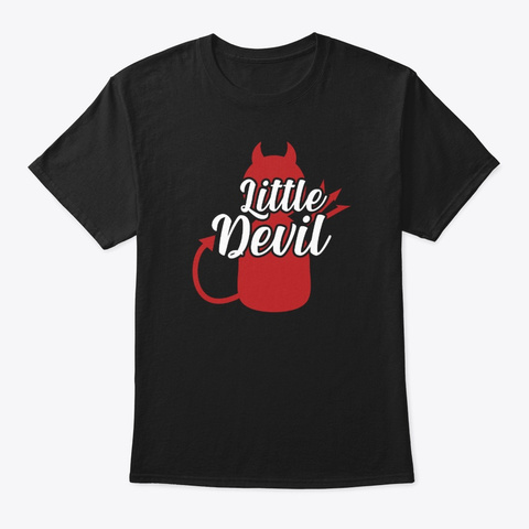 Little Devil Scary Funny Halloween Black T-Shirt Front