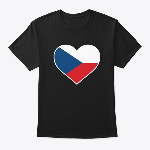 Love Czech Republic Flags Black T-Shirt Front