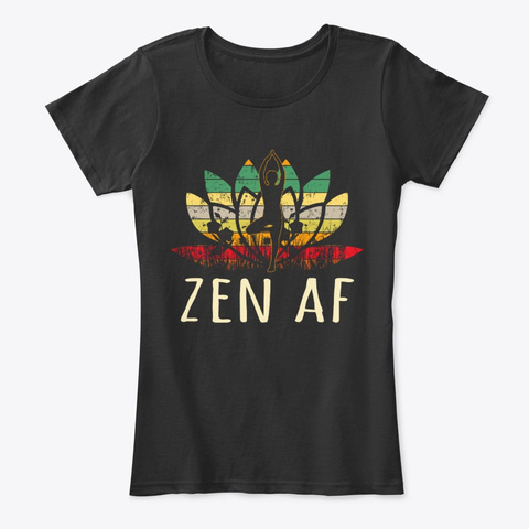 Zen Af Shirt Retro Yoga Shirt Black T-Shirt Front