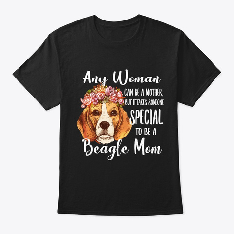 Humor Saying Cute Beagle Mom T Shirt Gif Black T-Shirt Front