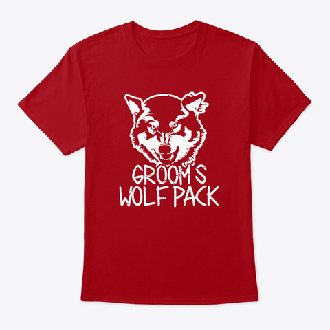 Grooms Wolf Pack Bachelor Party Rehersa Deep Red T-Shirt Front