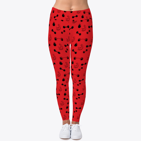 Gym Fitness Leggings Red Maglietta Front