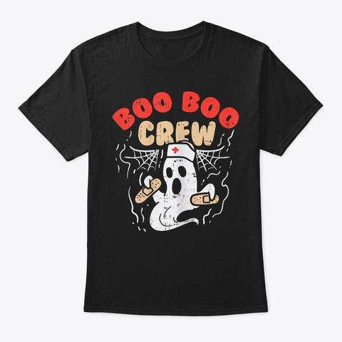 Womens Boo Boo Crew Ghost Web Funny Nurs Black T-Shirt Front