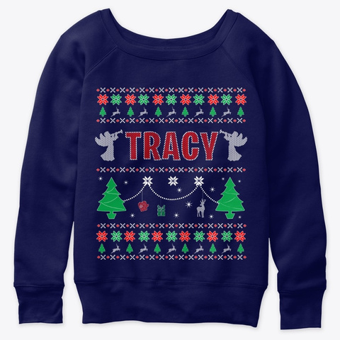 Xmas Themed Personalized For Tracy Navy  T-Shirt Front