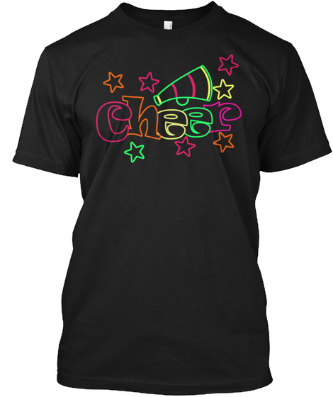 Cheer Neon Rhinestud Black T-Shirt Front