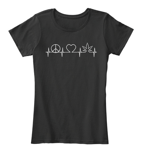 Peace Love Marijuana Black T-Shirt Front