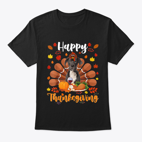Happy Thanksgiving Cute Turkey Great Black T-Shirt Front