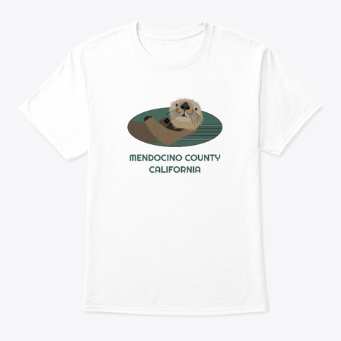Mendocino County Ca Otter Pnw Tribal White T-Shirt Front