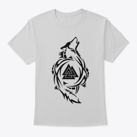 Fenrir Norse Wolf Tattoo Valknut Viking Light Steel T-Shirt Front