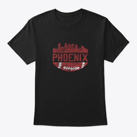 Phoenix Arizona City Football Skyline Black T-Shirt Front