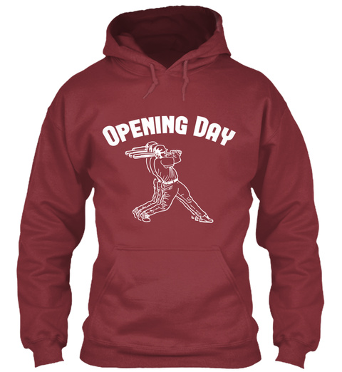 Hoodie Baseball Opening Day Maroon T-Shirt Front