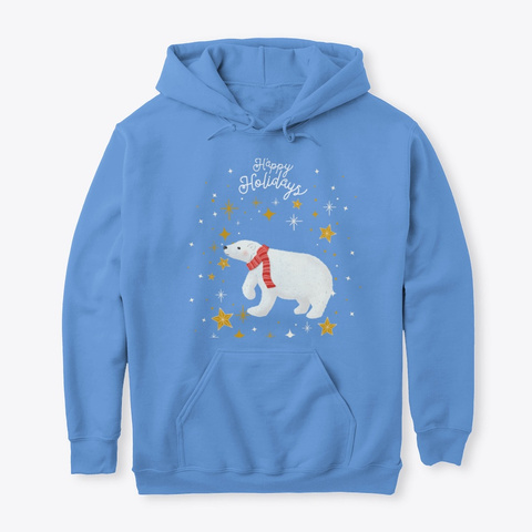 Happy Holidays Christmas Polar Bear Carolina Blue T-Shirt Front